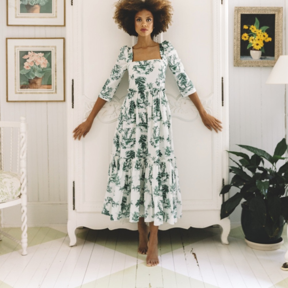 Cara Cara green toile dress